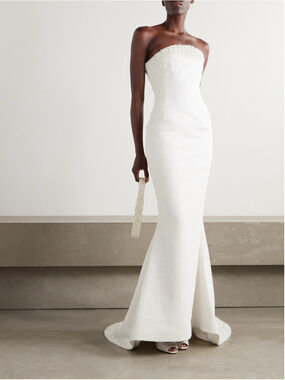 Clio Peppiatt Olympia Strapless Embellished Tulle Gown Ivory S Wedding Bridal